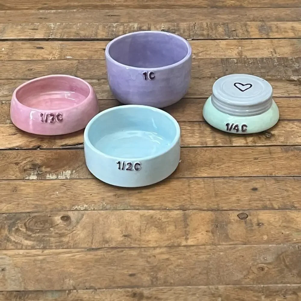 Studio Art Pottery Ceramic Measuring Cups Stackable 6
